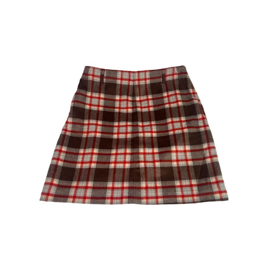 Eddie Bauer Skirt Size 10 Wool Mohair Cashmere Blend Plaid Pencil Knee Length